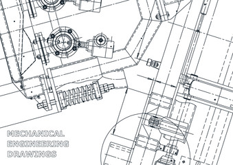 Sketch. Vector engineering illustration. Computer aided design systems. Instrument-making drawings. Mechanical engineering drawing