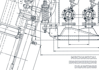 Sketch. Vector engineering illustration. Computer aided design systems. Instrument-making drawings. Mechanical engineering drawing. Technical illustrations, backgrounds. Blueprint, outline, plan