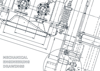 Sketch. Vector engineering illustration. Computer aided design system. Instrument-making