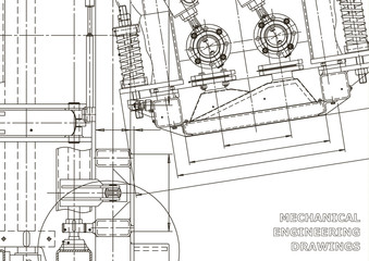Mechanical instrument making. Technical illustration. Blueprint