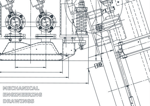 Sketch. Vector engineering illustration. Computer aided design systems. Instrument-making drawings. Mechanical engineering drawing. Technical illustrations, backgrounds. Blueprint, outline