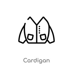 outline cardigan vector icon. isolated black simple line element illustration from clothes concept. editable vector stroke cardigan icon on white background