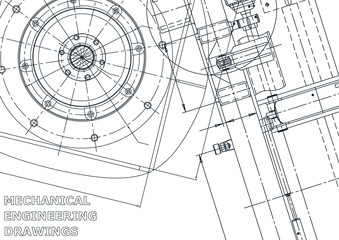 Cover. Vector engineering illustration. Blueprint, flyer, banner, background. Instrument-making drawing