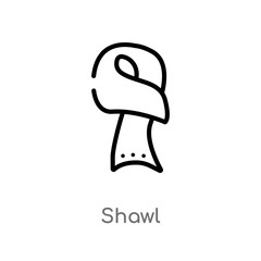 outline shawl vector icon. isolated black simple line element illustration from clothes concept. editable vector stroke shawl icon on white background