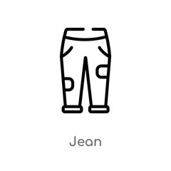 outline jean vector icon. isolated black simple line element illustration from clothes concept. editable vector stroke jean icon on white background