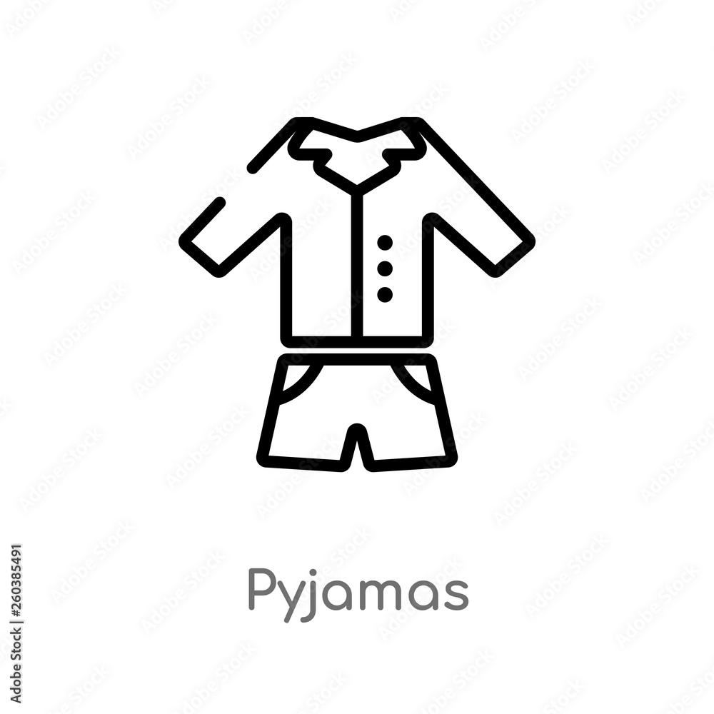Poster outline pyjamas vector icon. isolated black simple line element illustration from clothes concept. e