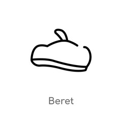 outline beret vector icon. isolated black simple line element illustration from clothes concept. editable vector stroke beret icon on white background