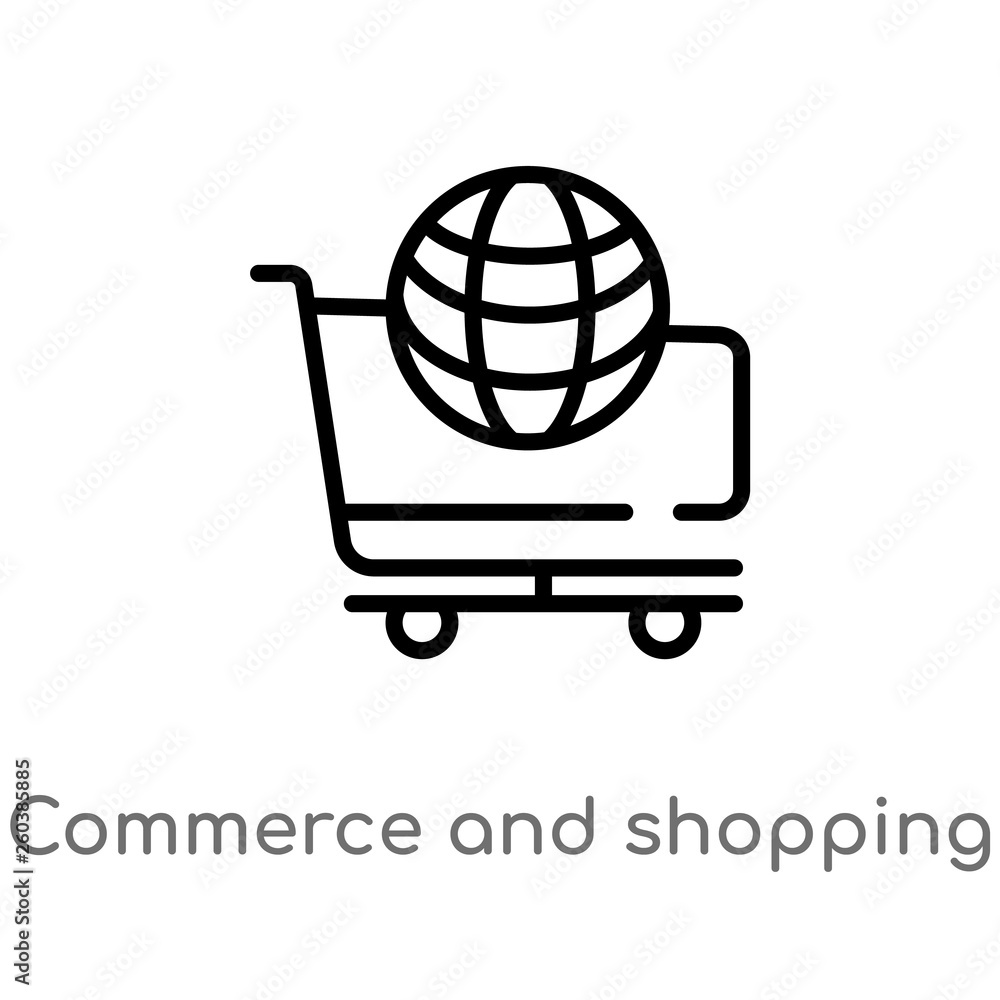Poster outline commerce and shopping vector icon. isolated black simple line element illustration from comm