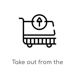 outline take out from the cart vector icon. isolated black simple line element illustration from commerce concept. editable vector stroke take out from the cart icon on white background