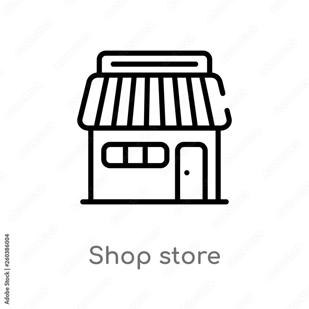 Poster outline shop store vector icon. isolated black simple line element illustration from commerce concep