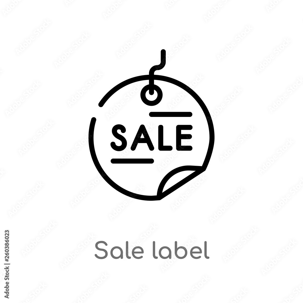 Poster outline sale label vector icon. isolated black simple line element illustration from commerce concep