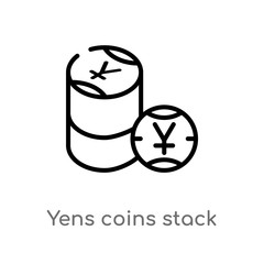 outline yens coins stack vector icon. isolated black simple line element illustration from commerce concept. editable vector stroke yens coins stack icon on white background