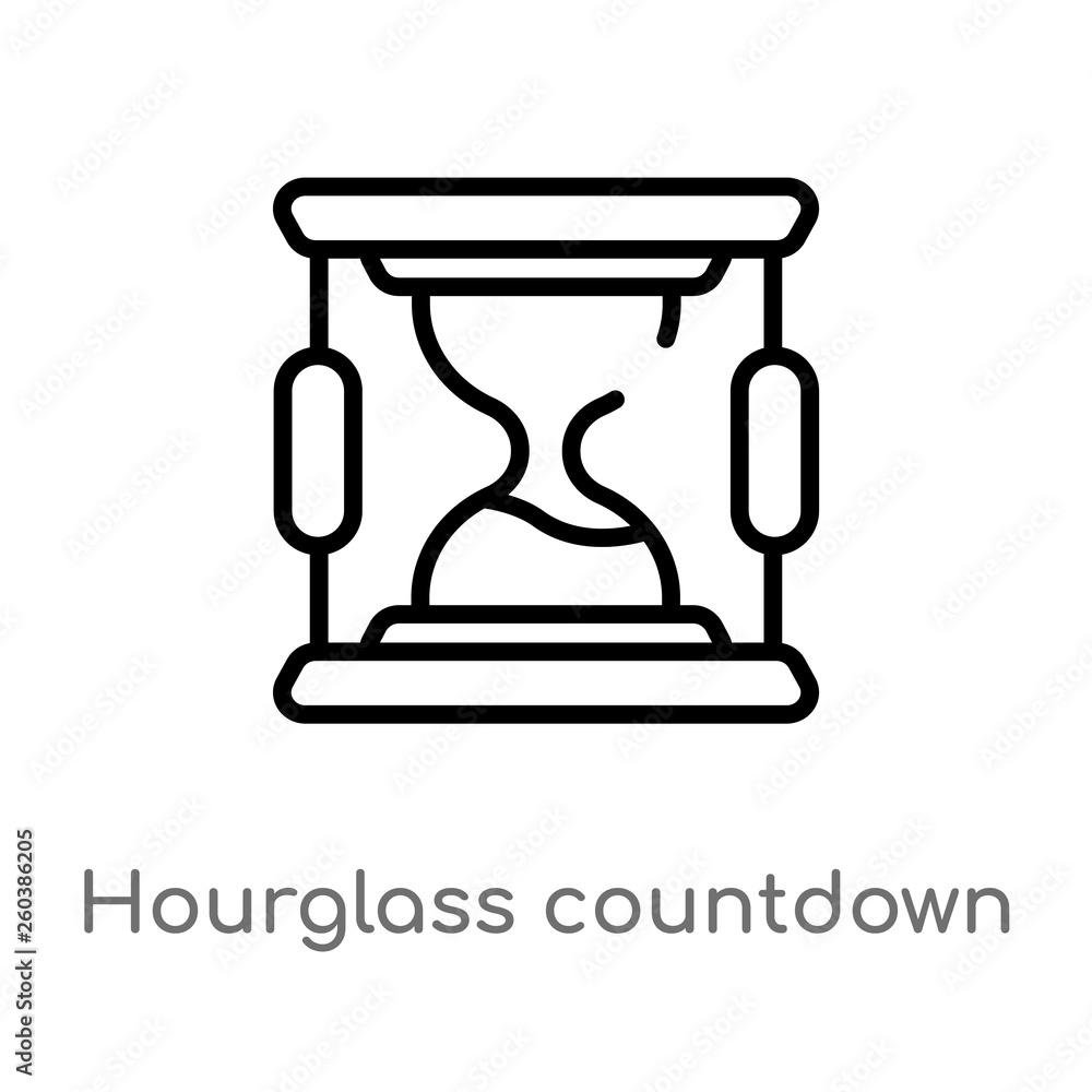 Aufkleber outline hourglass countdown vector icon. isolated black simple line element illustration from commer