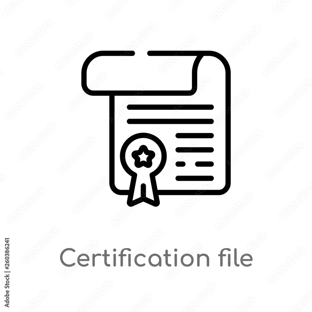 Poster outline certification file vector icon. isolated black simple line element illustration from commerc