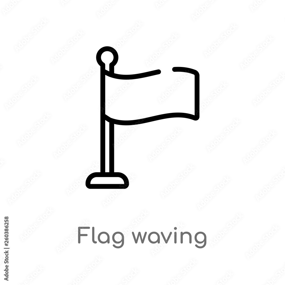 Poster outline flag waving vector icon. isolated black simple line element illustration from communications