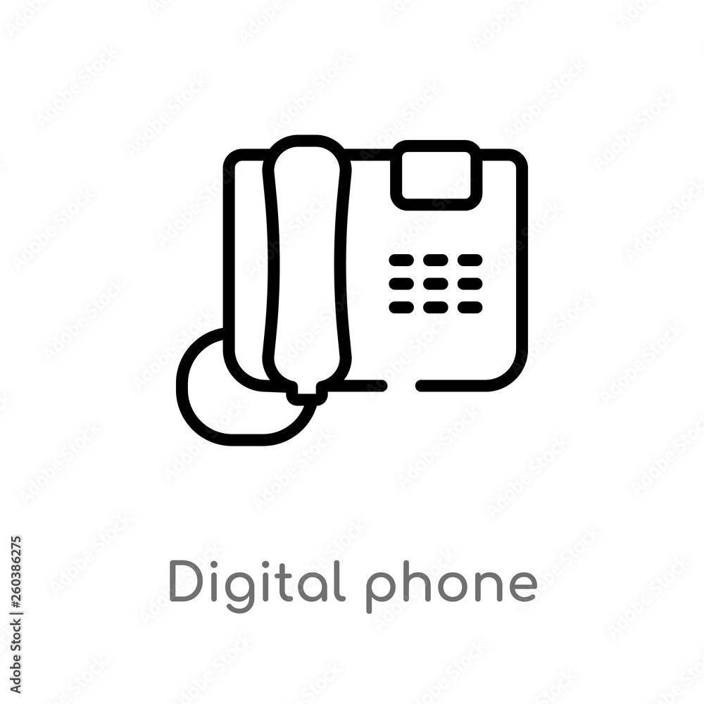 Poster outline digital phone vector icon. isolated black simple line element illustration from communicatio