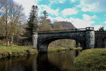 Fototapeta na wymiar Bridge Over River Aray at Inveraray Castle Scotland