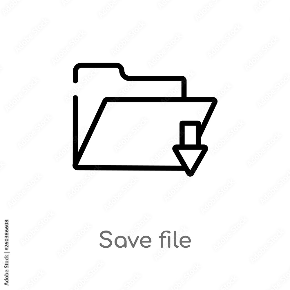 Aufkleber outline save file vector icon. isolated black simple line element illustration from computer concept