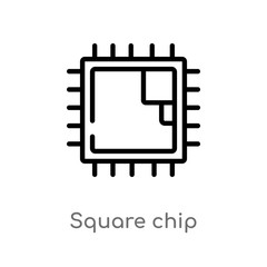 outline square chip vector icon. isolated black simple line element illustration from computer concept. editable vector stroke square chip icon on white background
