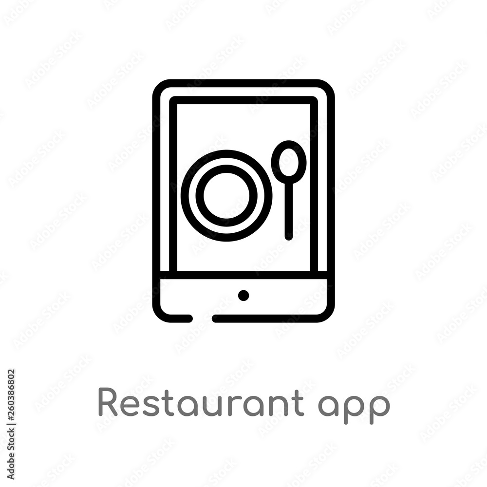 Poster outline restaurant app vector icon. isolated black simple line element illustration from computer co