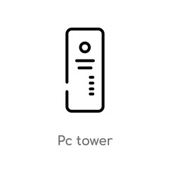 outline pc tower vector icon. isolated black simple line element illustration from computer concept. editable vector stroke pc tower icon on white background