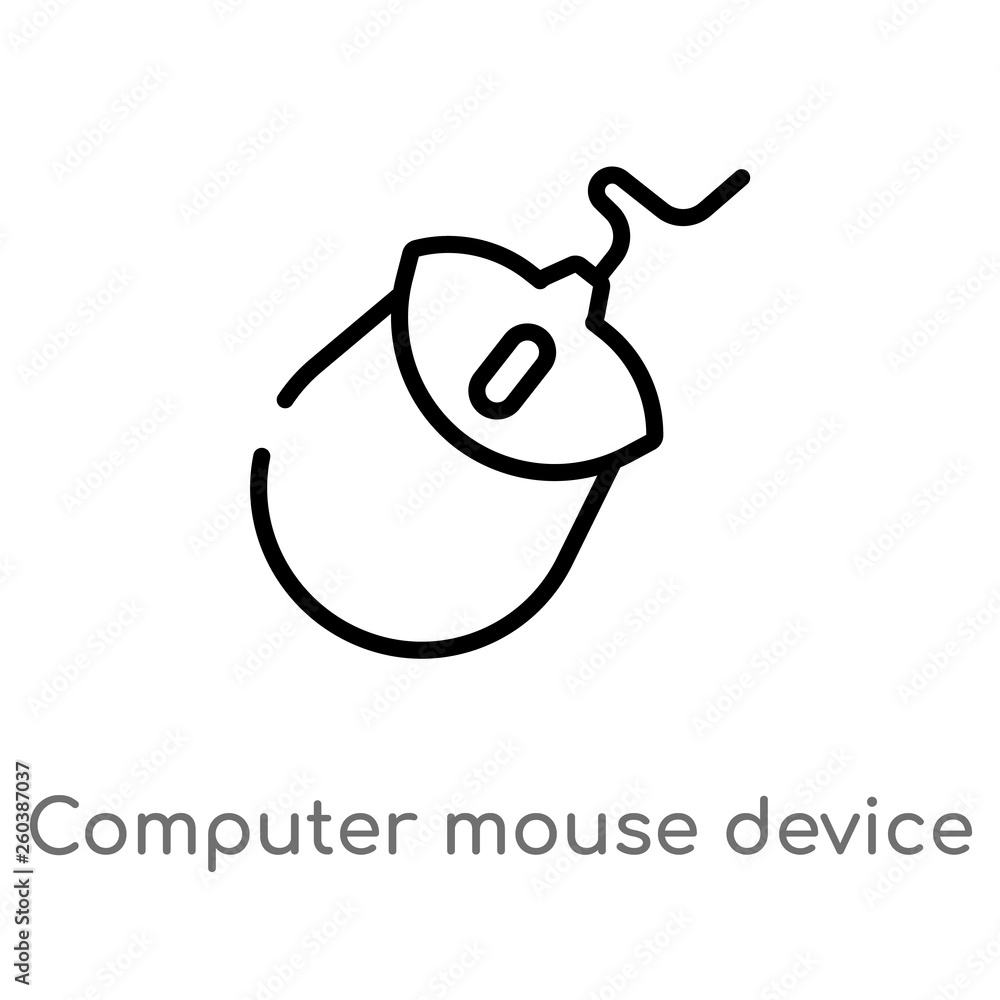 Poster outline computer mouse device vector icon. isolated black simple line element illustration from comp