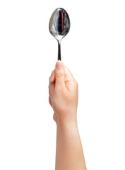 holding up a spoon