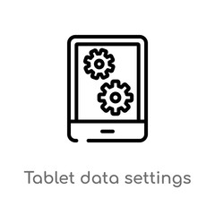 outline tablet data settings vector icon. isolated black simple line element illustration from computer concept. editable vector stroke tablet data settings icon on white background
