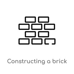 outline constructing a brick wall vector icon. isolated black simple line element illustration from construction concept. editable vector stroke constructing a brick wall icon on white background