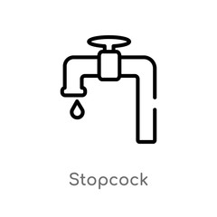 outline stopcock vector icon. isolated black simple line element illustration from construction concept. editable vector stroke stopcock icon on white background