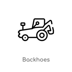 outline backhoes vector icon. isolated black simple line element illustration from construction concept. editable vector stroke backhoes icon on white background