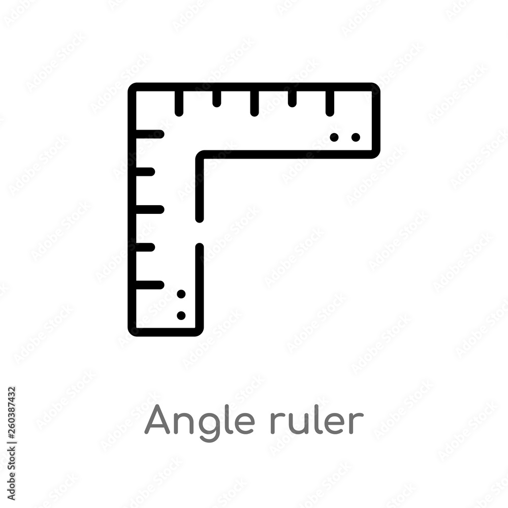 Poster outline angle ruler vector icon. isolated black simple line element illustration from construction c
