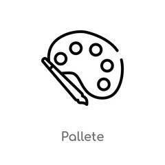 outline pallete vector icon. isolated black simple line element illustration from construction concept. editable vector stroke pallete icon on white background