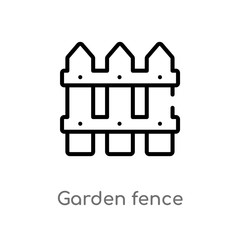 outline garden fence vector icon. isolated black simple line element illustration from construction concept. editable vector stroke garden fence icon on white background