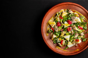 Raspberry, pineapple, lettuce and champignon salad with sauce-2.