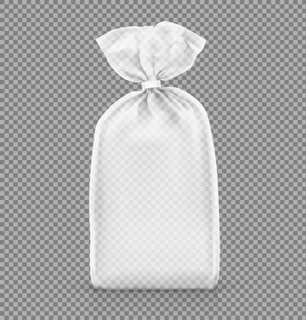 Vertical bag mockup with clip band. Vector illustration on transparent background ready and simple to use for your design. Mockup will make the presentation look as realistic as possible. EPS10.	