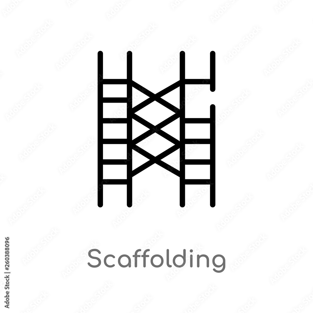 Poster outline scaffolding vector icon. isolated black simple line element illustration from construction a