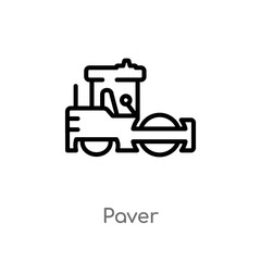 outline paver vector icon. isolated black simple line element illustration from construction concept. editable vector stroke paver icon on white background