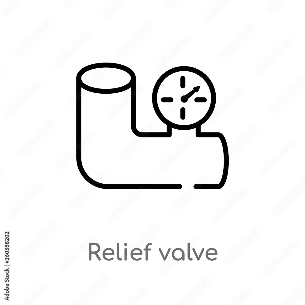 Poster outline relief valve vector icon. isolated black simple line element illustration from construction 