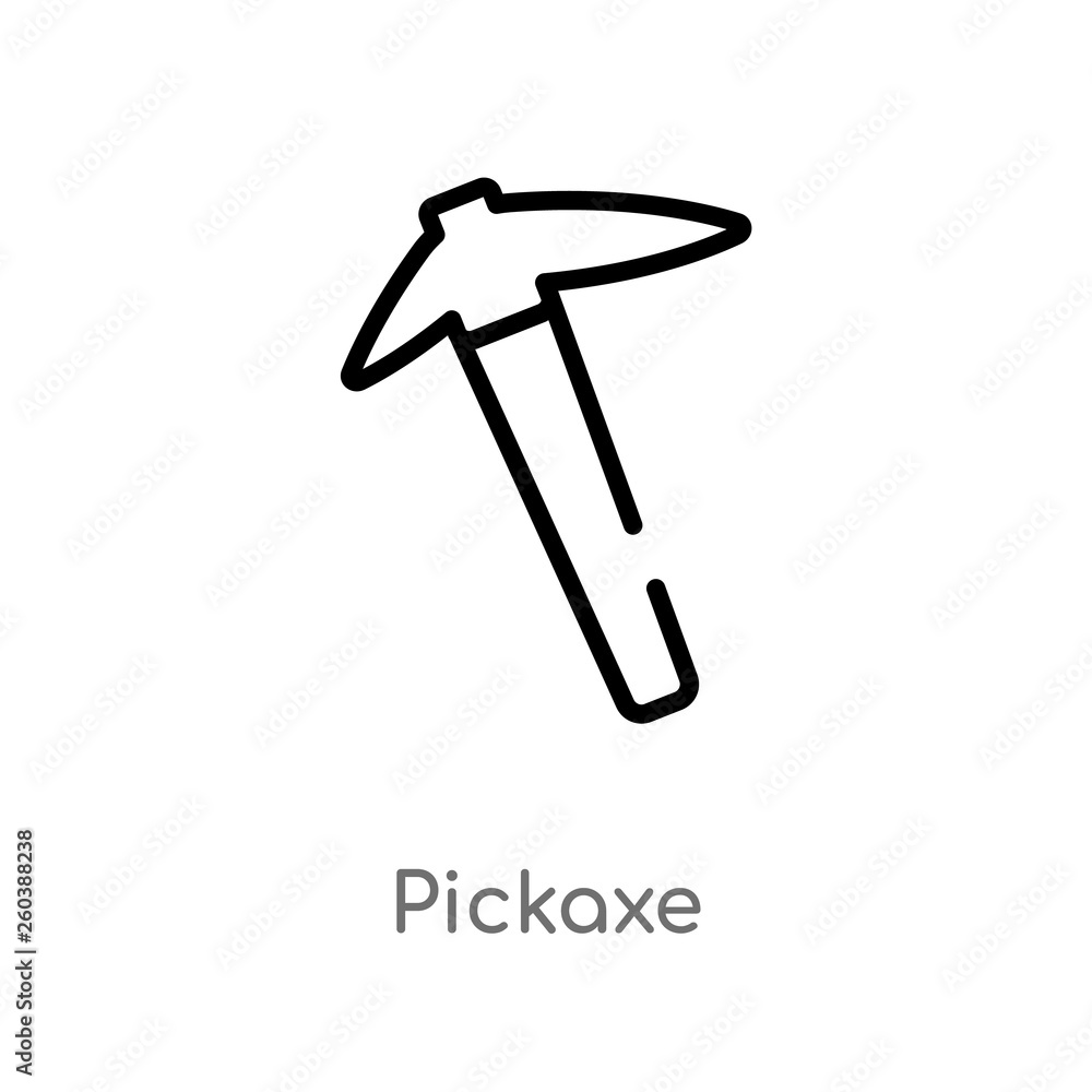 Poster outline pickaxe vector icon. isolated black simple line element illustration from construction and t