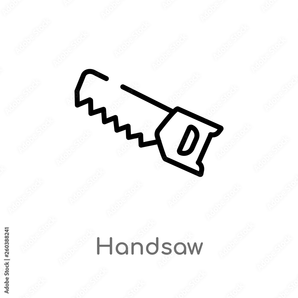 Poster outline handsaw vector icon. isolated black simple line element illustration from construction and t