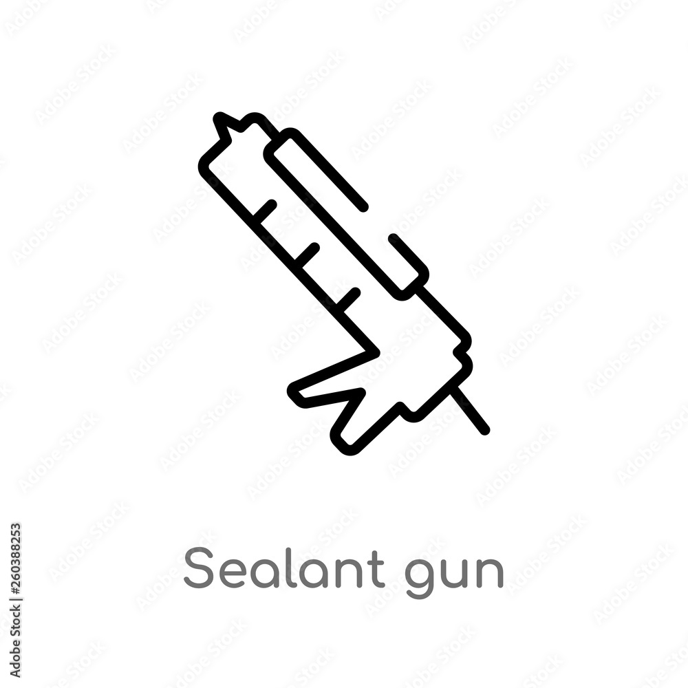 Poster outline sealant gun vector icon. isolated black simple line element illustration from construction a