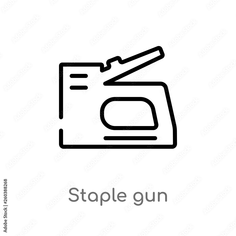 Poster outline staple gun vector icon. isolated black simple line element illustration from construction an