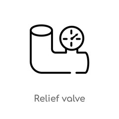 outline relief valve vector icon. isolated black simple line element illustration from construction and tools concept. editable vector stroke relief valve icon on white background