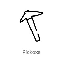 outline pickaxe vector icon. isolated black simple line element illustration from construction and tools concept. editable vector stroke pickaxe icon on white background