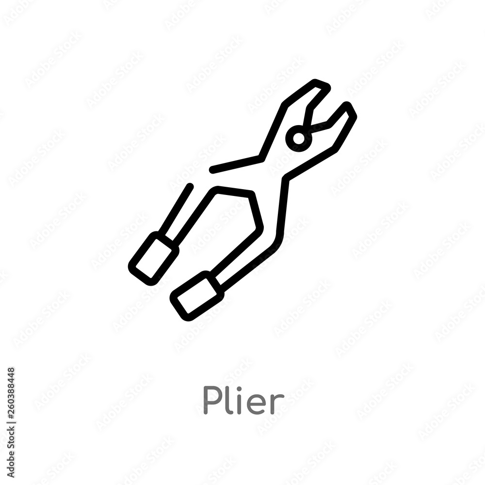 Poster outline plier vector icon. isolated black simple line element illustration from construction tools c