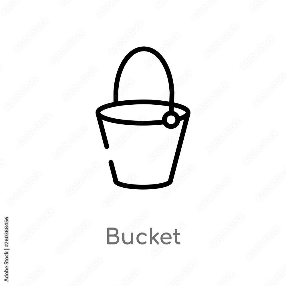 Poster outline bucket vector icon. isolated black simple line element illustration from construction tools 