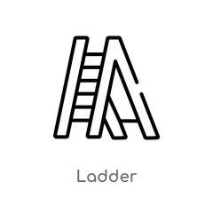 outline ladder vector icon. isolated black simple line element illustration from construction tools concept. editable vector stroke ladder icon on white background