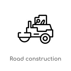outline road construction vector icon. isolated black simple line element illustration from construction concept. editable vector stroke road construction icon on white background