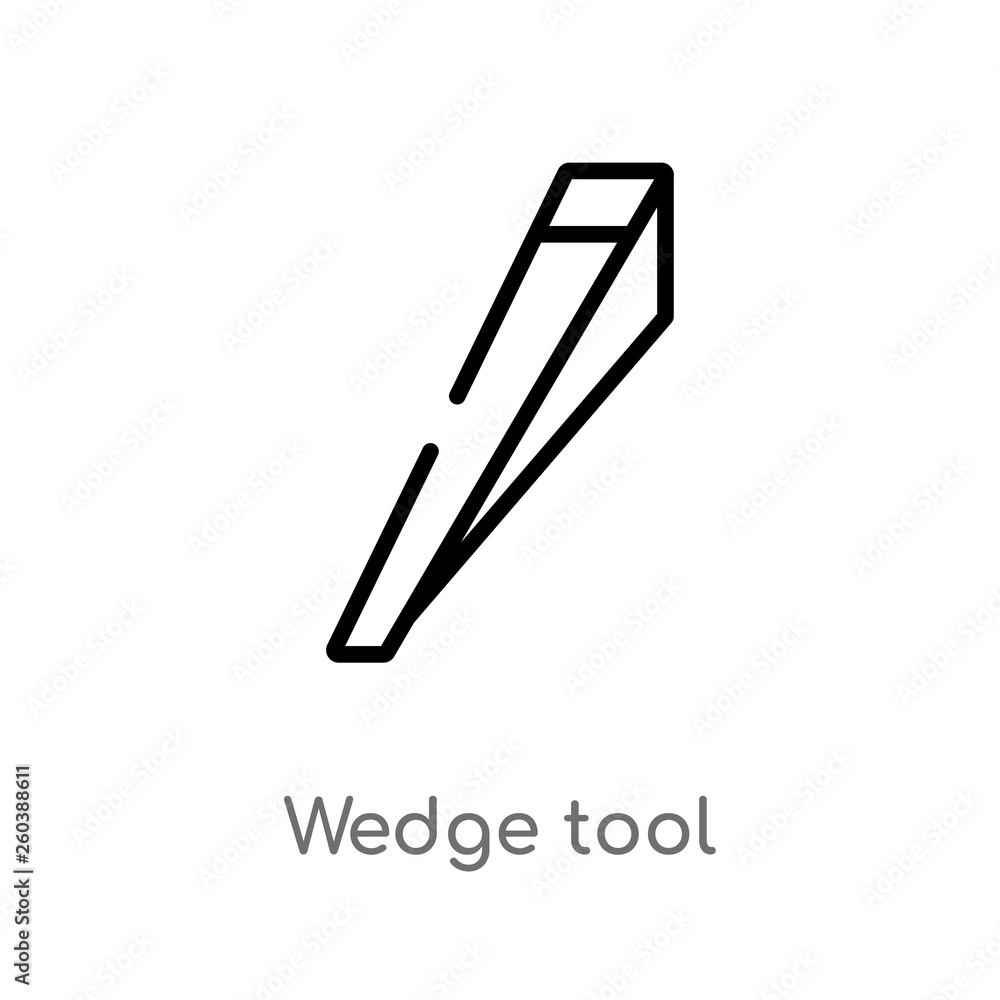 Poster outline wedge tool vector icon. isolated black simple line element illustration from construction co